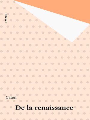 cover image of De la renaissance